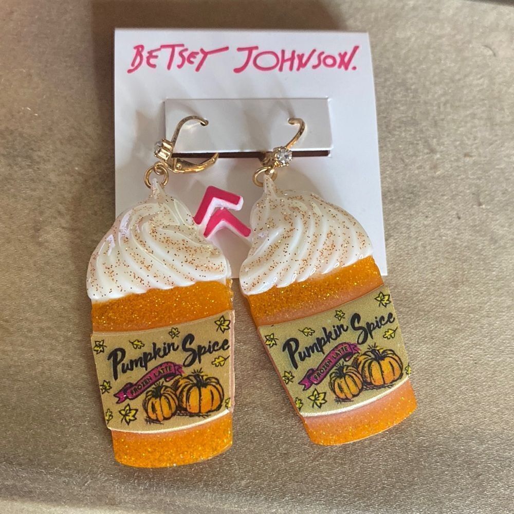 Betsey Johnson Pumpkin Spice Latte Earrings